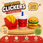 Kawaii burger meal fidget clicker set with fries and soda