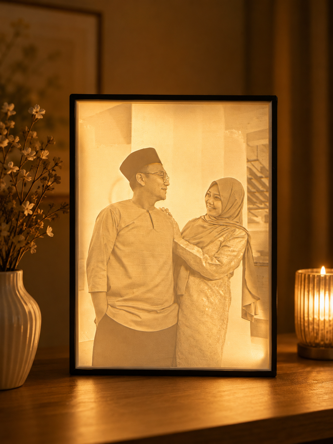 Custom lithophane lightbox frame view