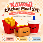 Kawaii hotdog meal fidget clicker set with fries and soda