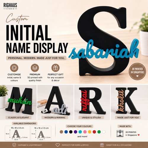 Personalised custom initial name display by RigHaus Studio