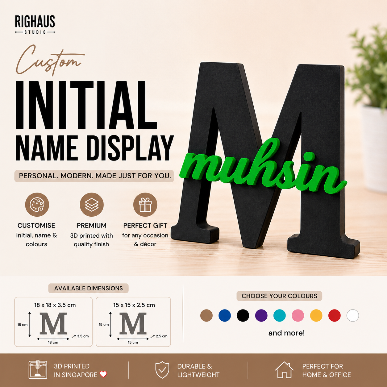 Personalised desk name display example