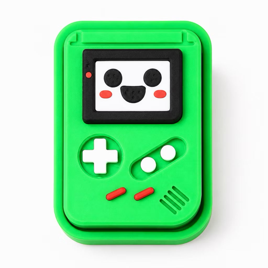 Green retro handheld game fidget clicker