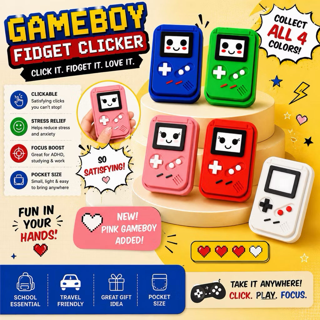 Retro handheld game fidget clicker by RigHaus Studio