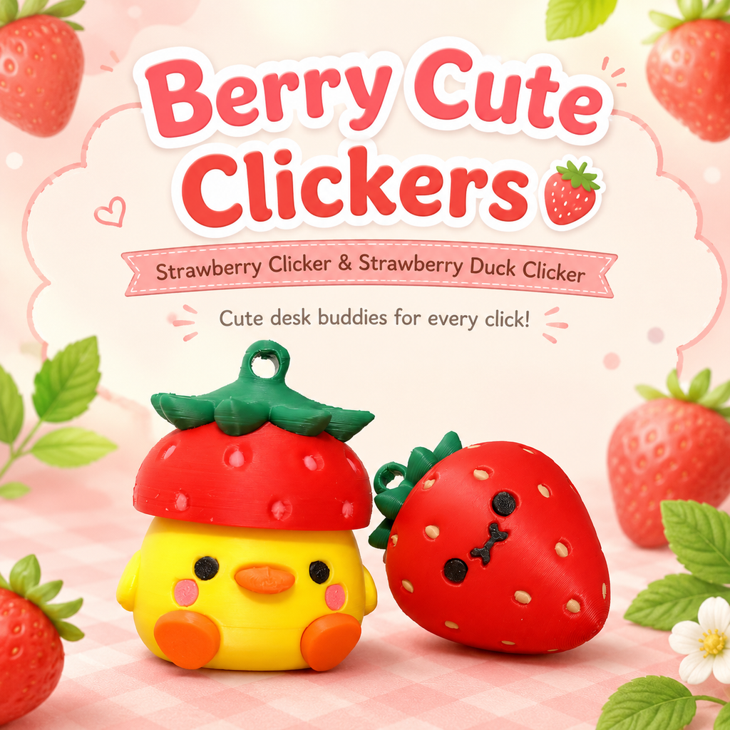 Berry Cute Clickers – Strawberry & Strawberry Duck Fidget Clickers 🍓