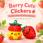 Berry Cute Clickers – Strawberry & Strawberry Duck Fidget Clickers 🍓
