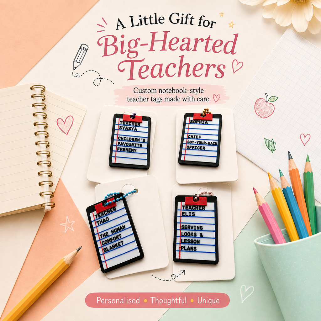 Personalised Note Charm Keychain teacher gift collection
