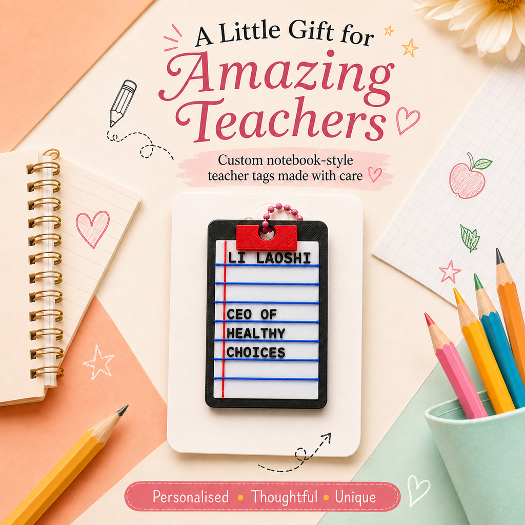 Personalised Note Charm Keychain for teachers